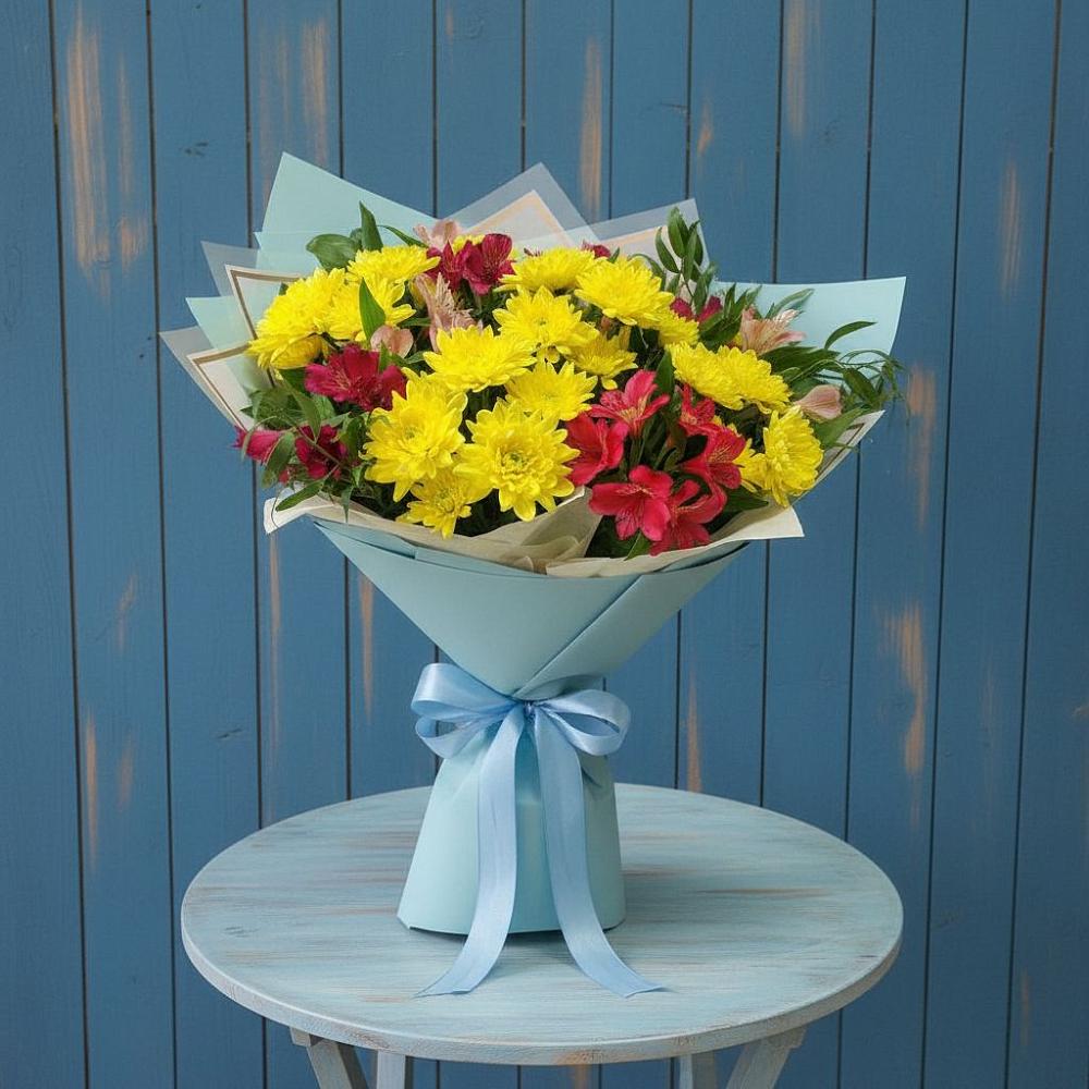 Букет цветов из: Альстромерии и Хризантемы в Приводино