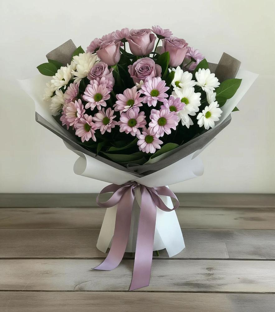 Букет цветов из: Хризантемы и Розы в Приводино