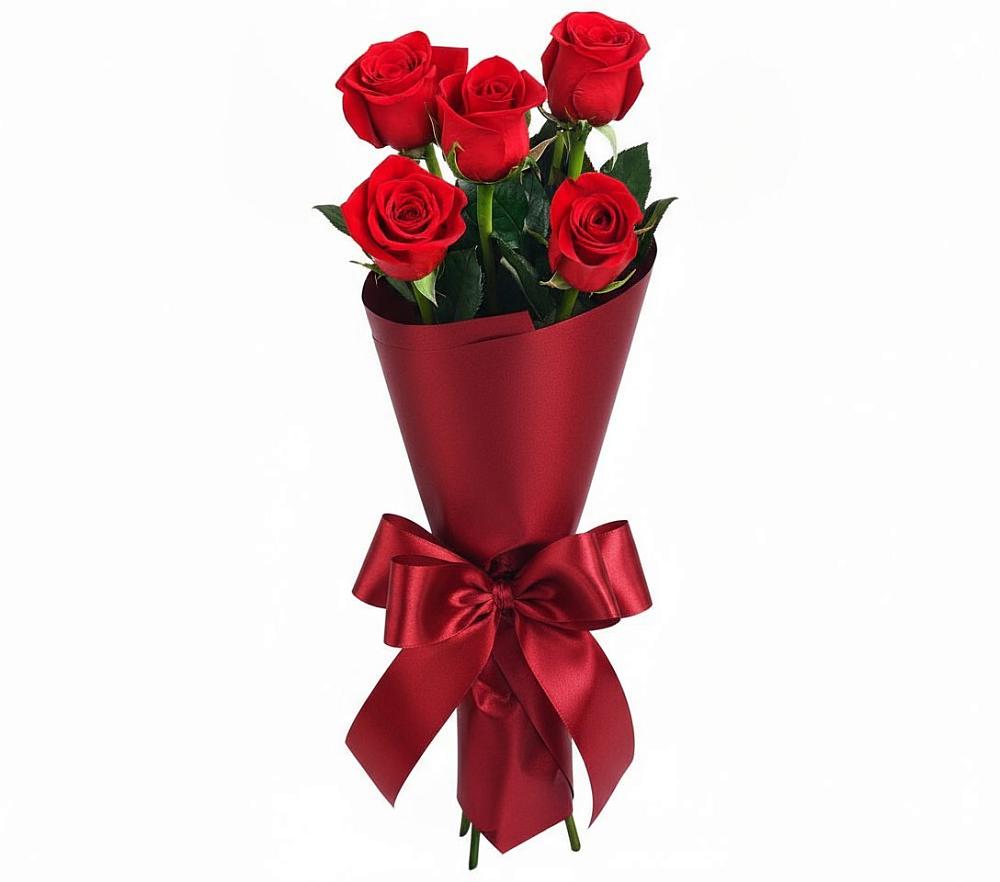 Букет 5 Красных роз Эдлесс Лав в Приводино