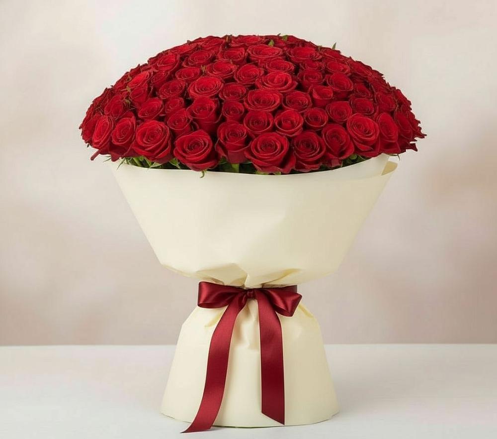 Букет 101 Красная роза Милано в Приводино