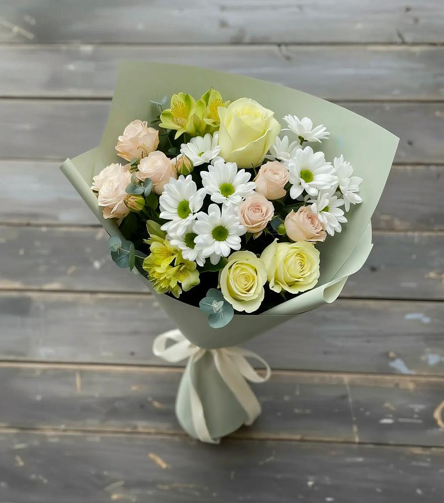 Букет цветов из: Альстромерии, Розы и Хризантемы в Приводино
