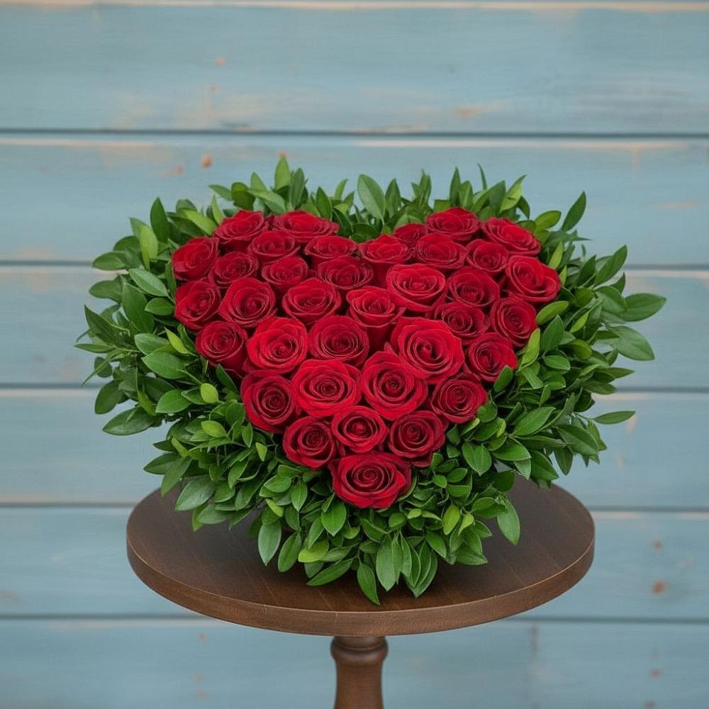 Цветочная композиция из Розы в виде сердца в Приводино