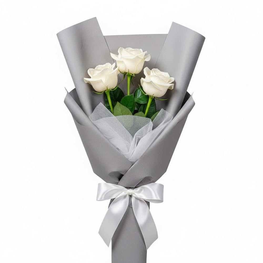 Букет 3 белые розы в Приводино
