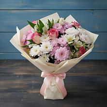 Букет цветов из:  Хризантемы, Альстромерии и Розы в Приводино