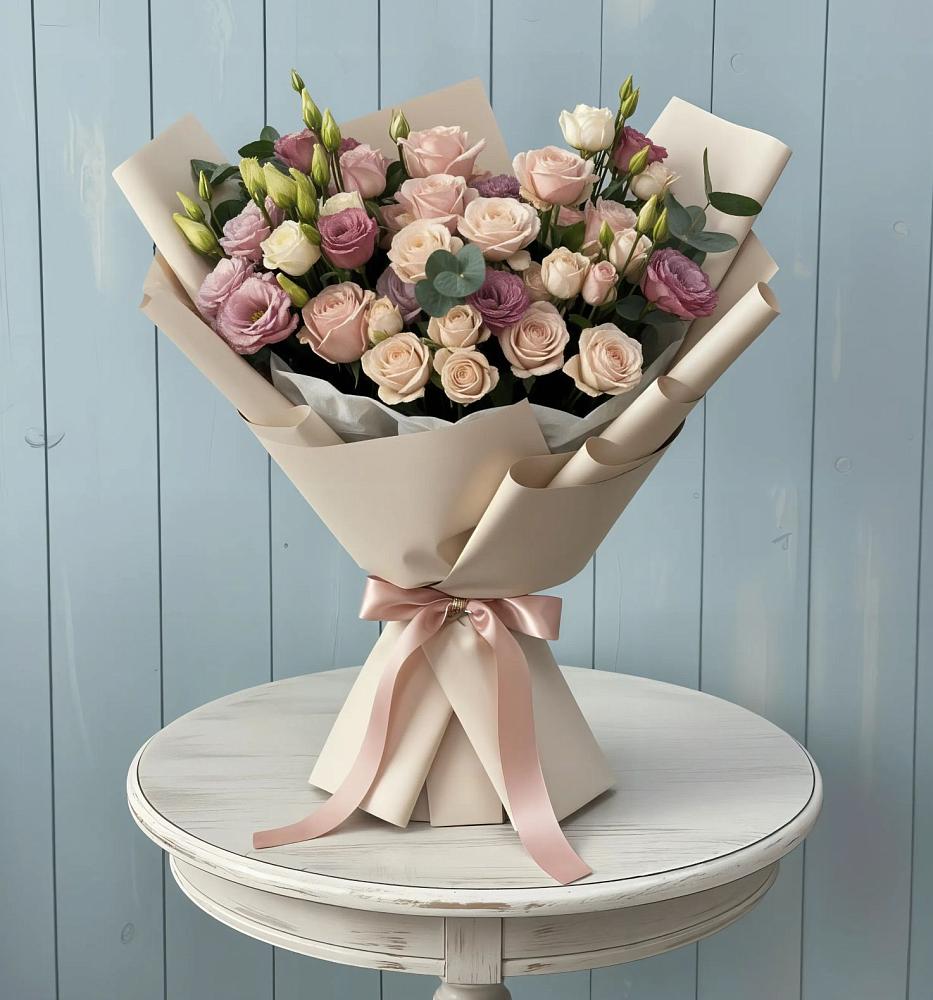 Букет цветов из: Розы и Лизиантусы в Приводино